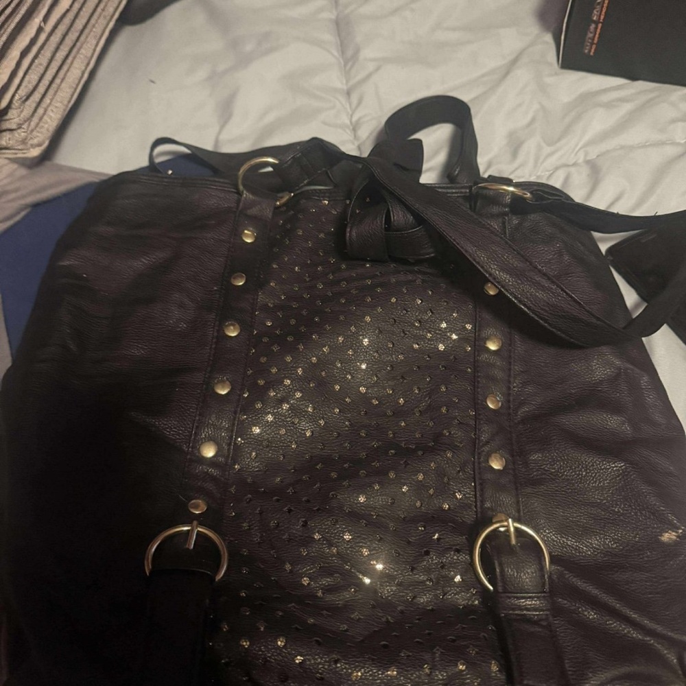 Black and Gold Studded Tote Bag